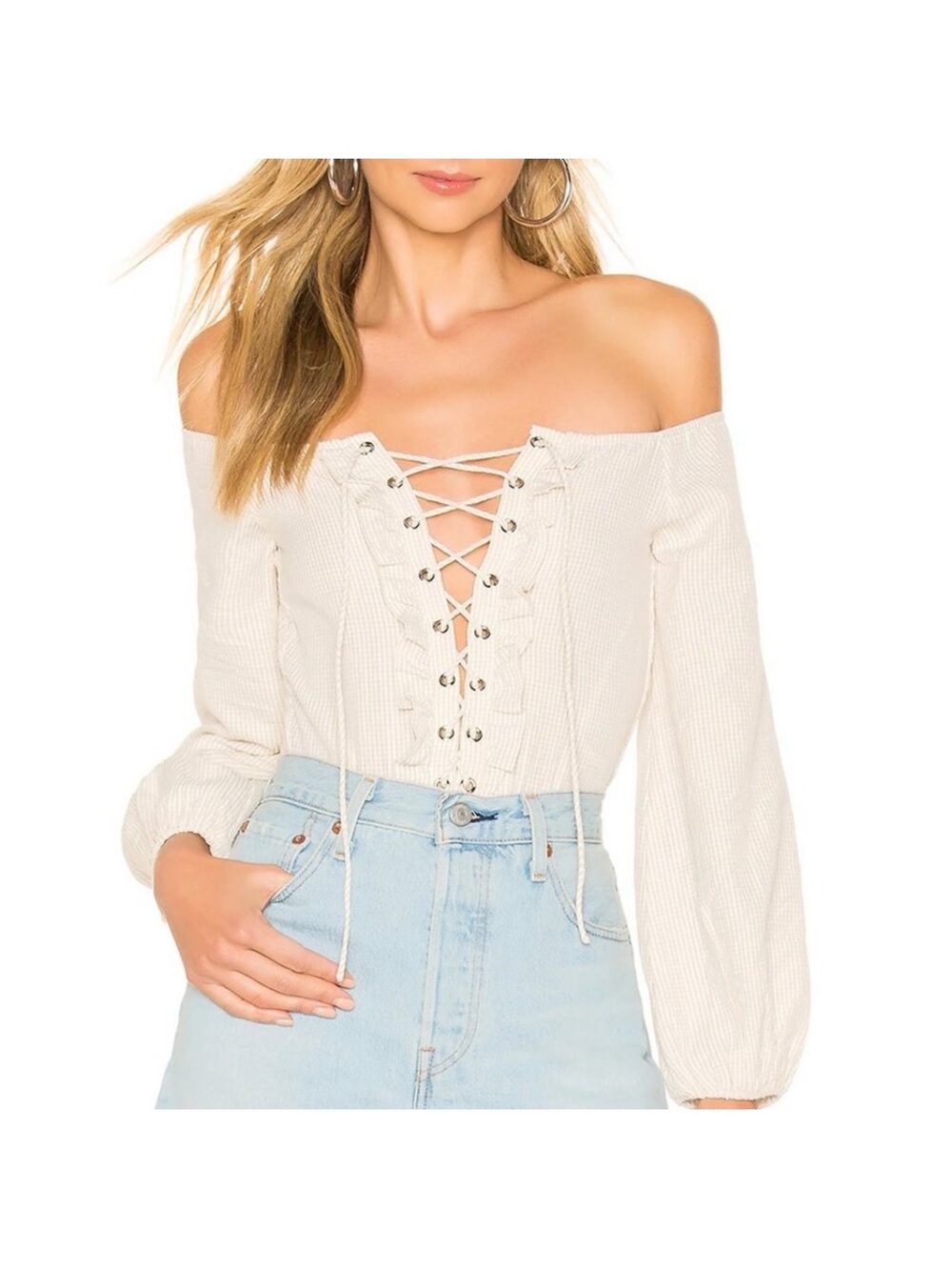 NWT Revolve Superdown Lulu lace up bodysuit
